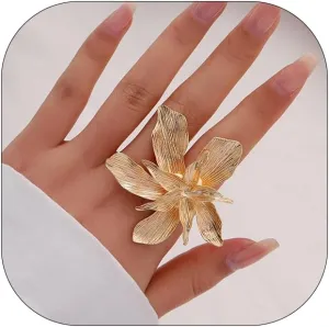 Gold Flower Ring for Women Trendy Adjustable Flower Rings Vintage Geometric Flower Ring Minimalist Jewelry for Women