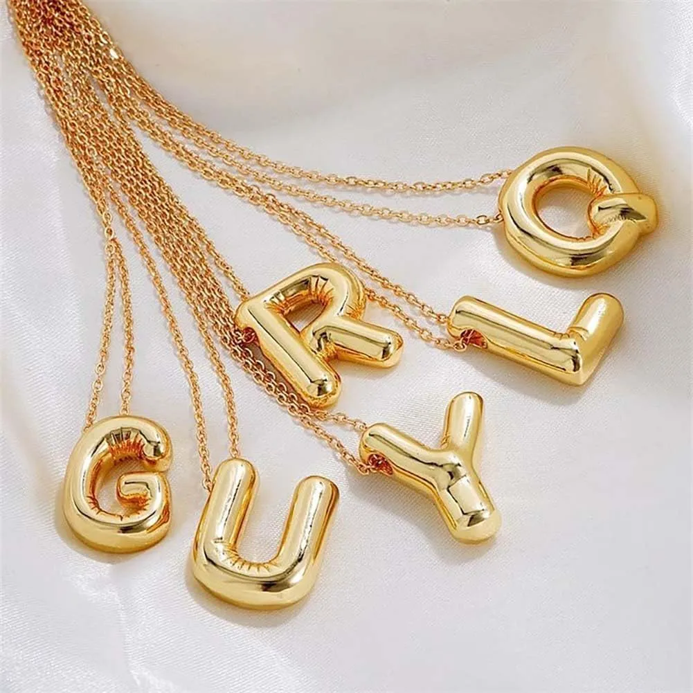 Gold Initial Necklaces for    Trendy Stuff Bubble Letter Pendant Necklace Gold Jewelry Birthday Gifts for Women Teen Her Mom Sister