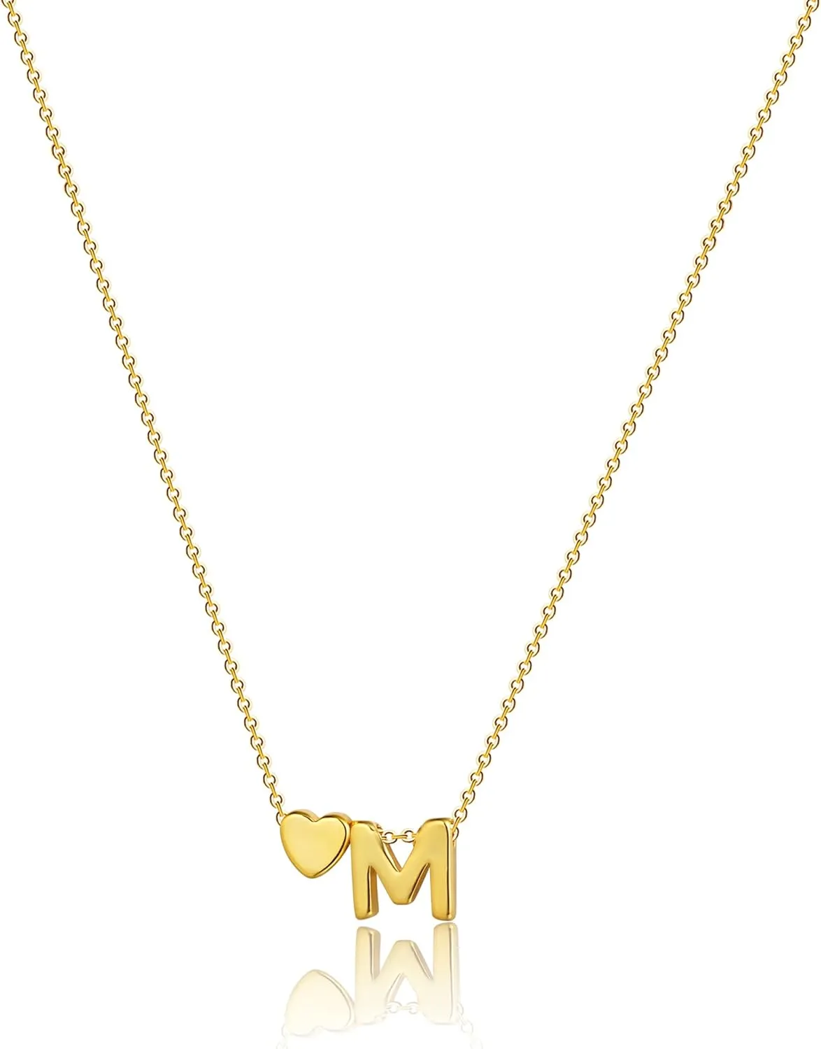 Gold Initial Necklaces for Women 14K Gold Plated Heart Charm Letter A-Z Pendant Dainty Necklace Trendy Heart Necklaces for Women Birthday Christmas Gifts Jewelry for Women