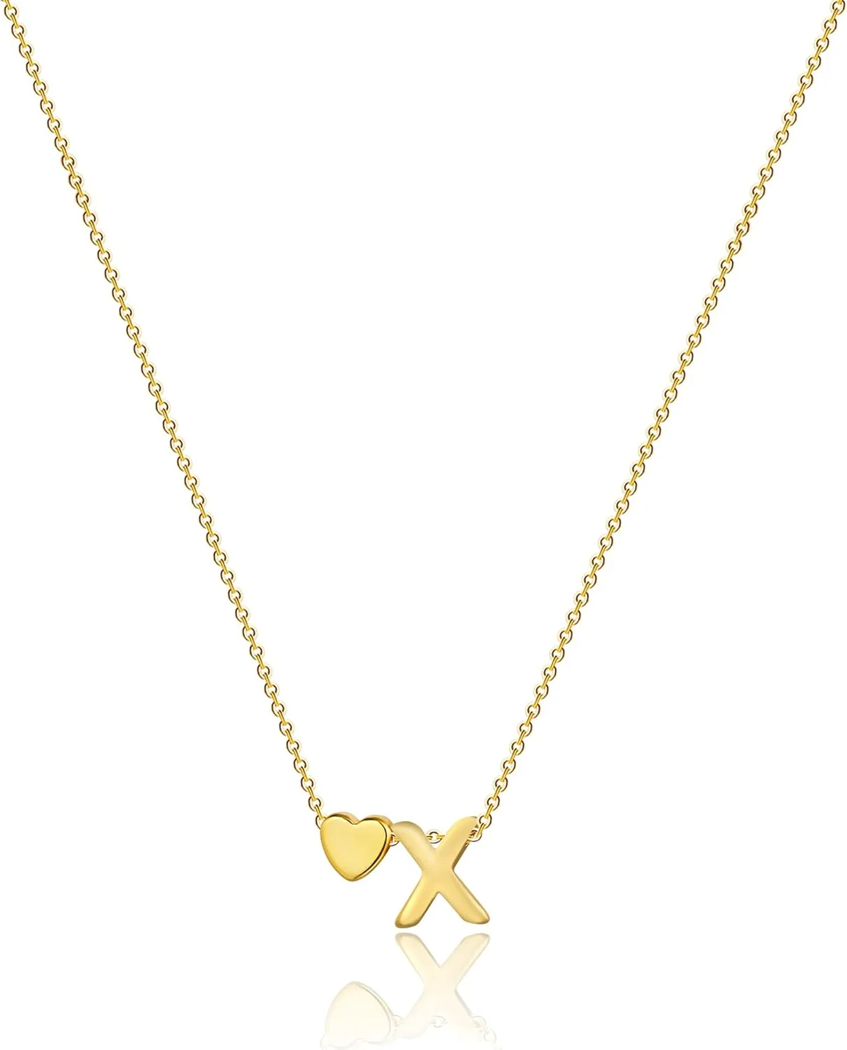 Gold Initial Necklaces for Women 14K Gold Plated Heart Charm Letter A-Z Pendant Dainty Necklace Trendy Heart Necklaces for Women Birthday Christmas Gifts Jewelry for Women