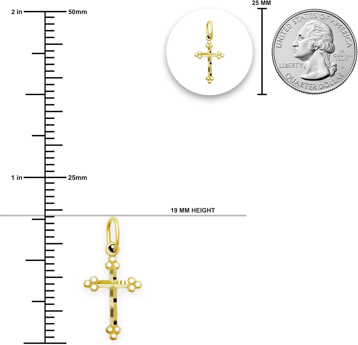 Gold Mini Cross Charm Pendant - 10/14 Karat Gold - Religious Cross Necklace