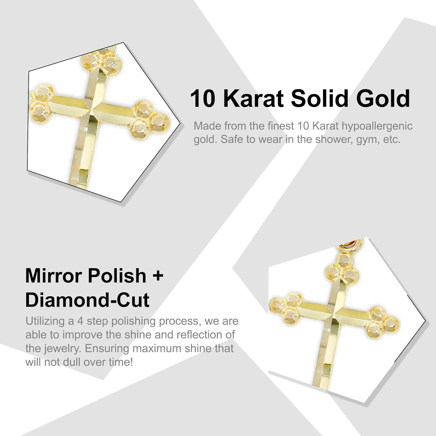 Gold Mini Cross Charm Pendant - 10/14 Karat Gold - Religious Cross Necklace