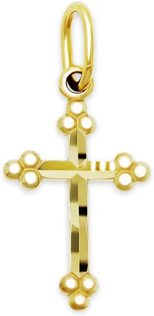 Gold Mini Cross Charm Pendant - 10/14 Karat Gold - Religious Cross Necklace