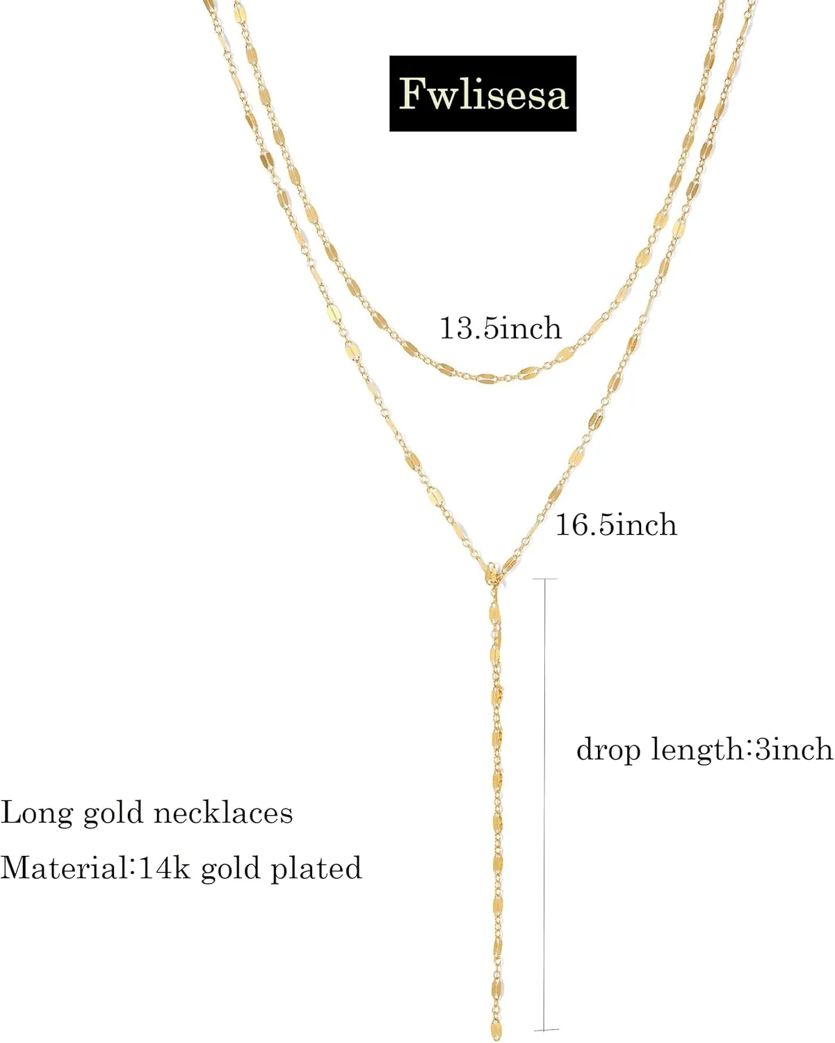 Gold Necklace for Women, Dainty Gold Long Necklaces 14k Gold Plated Prom Bar CZ Lariat Necklace Simple Choker Necklaces for Women Trendy Boho Fashion Costume Jewelry Womens
