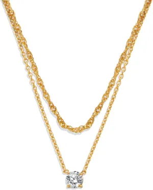 Gold Necklaces Set - Tarnish Proof and Hypoallergenic Layered Thick Gold-Plated Necklaces with Optional Finest Cubic Zirconia Stone- Extension, Strong Lobster Hook, White or 18K Yellow Gold