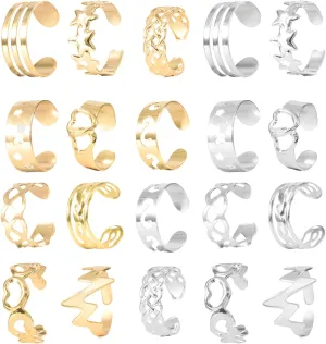 Gold Plated Adjustable Toe Rings for Women Flower Arrow Band Open Tail Ring Women Beach Foot Jewelry Set