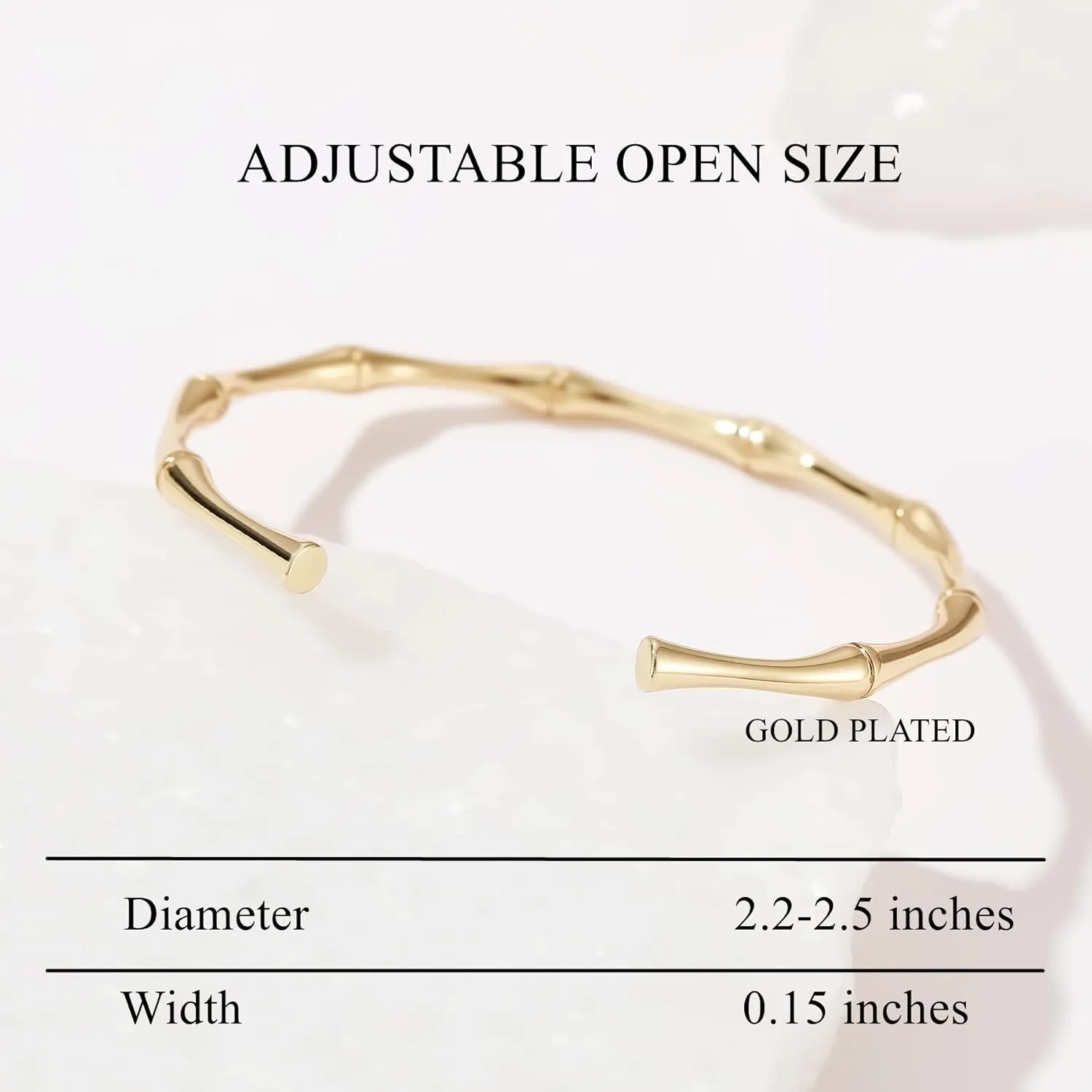 Gold Plated Bangle Bracelets for Women Adjustable Charm Bracelets Cute Bamboo Design Gold Bracelet for Women