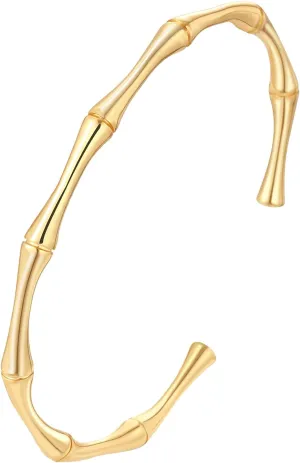 Gold Plated Bangle Bracelets for Women Adjustable Charm Bracelets Cute Bamboo Design Gold Bracelet for Women