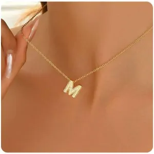 Gold Tiny Initial Necklace for Women 18K Gold Plated Dainty CZ Letter Pendant Necklace Personalized Name A-Z Mothers Day Jewelry Gifts
