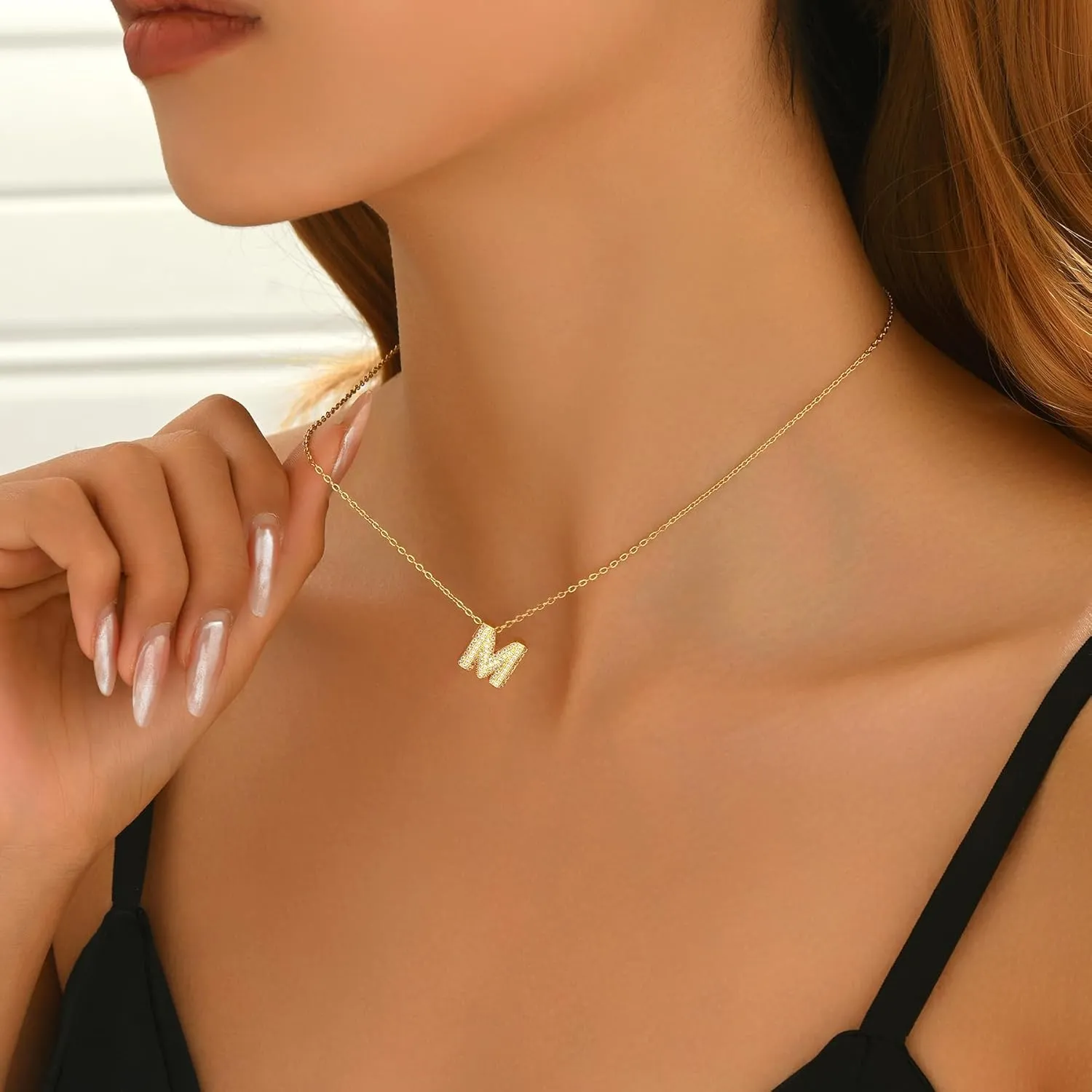 Gold Tiny Initial Necklace for Women 18K Gold Plated Dainty CZ Letter Pendant Necklace Personalized Name A-Z Mothers Day Jewelry Gifts