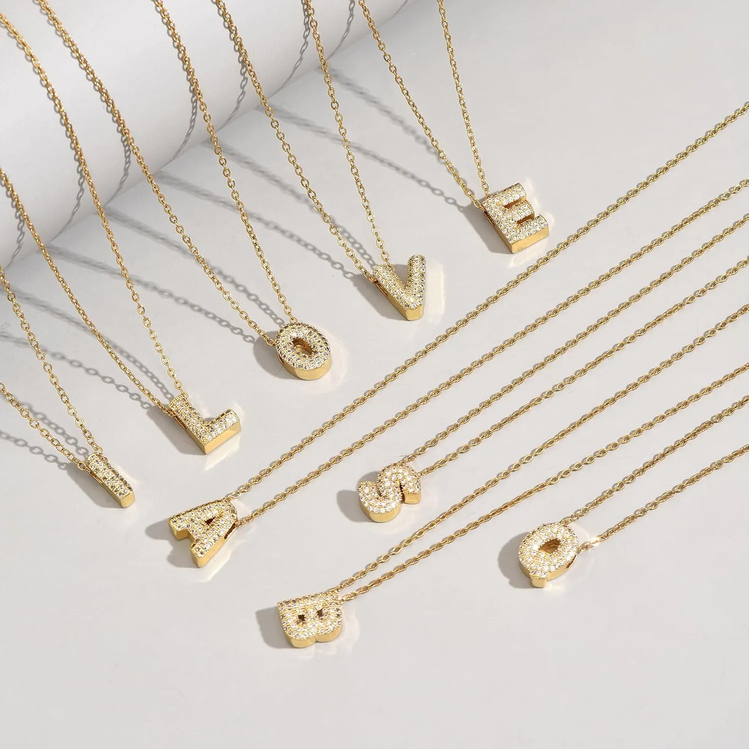 Gold Tiny Initial Necklace for Women 18K Gold Plated Dainty CZ Letter Pendant Necklace Personalized Name A-Z Mothers Day Jewelry Gifts