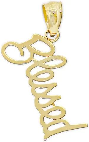 Gold Vertical Blessed Charm - 10 Karat Solid Gold