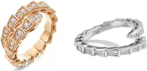 Gothic Crystal Snake Rings Diamond CZ Snake Open Rings Irregular Snake Shaped Statement Rings Vintage Gold Silver Snake Animal Couple Rings Y2k Halloween Jewelry for Women