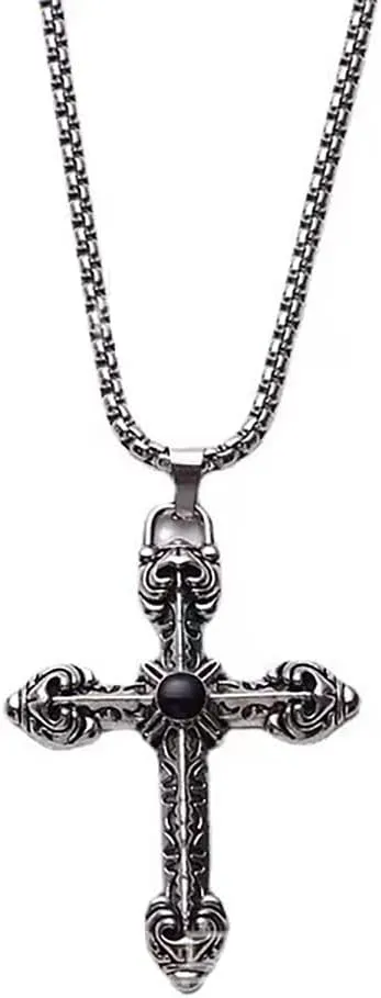 Gothic style men's and women's cross personalized fashion punk necklace, metallic temperament, party gift