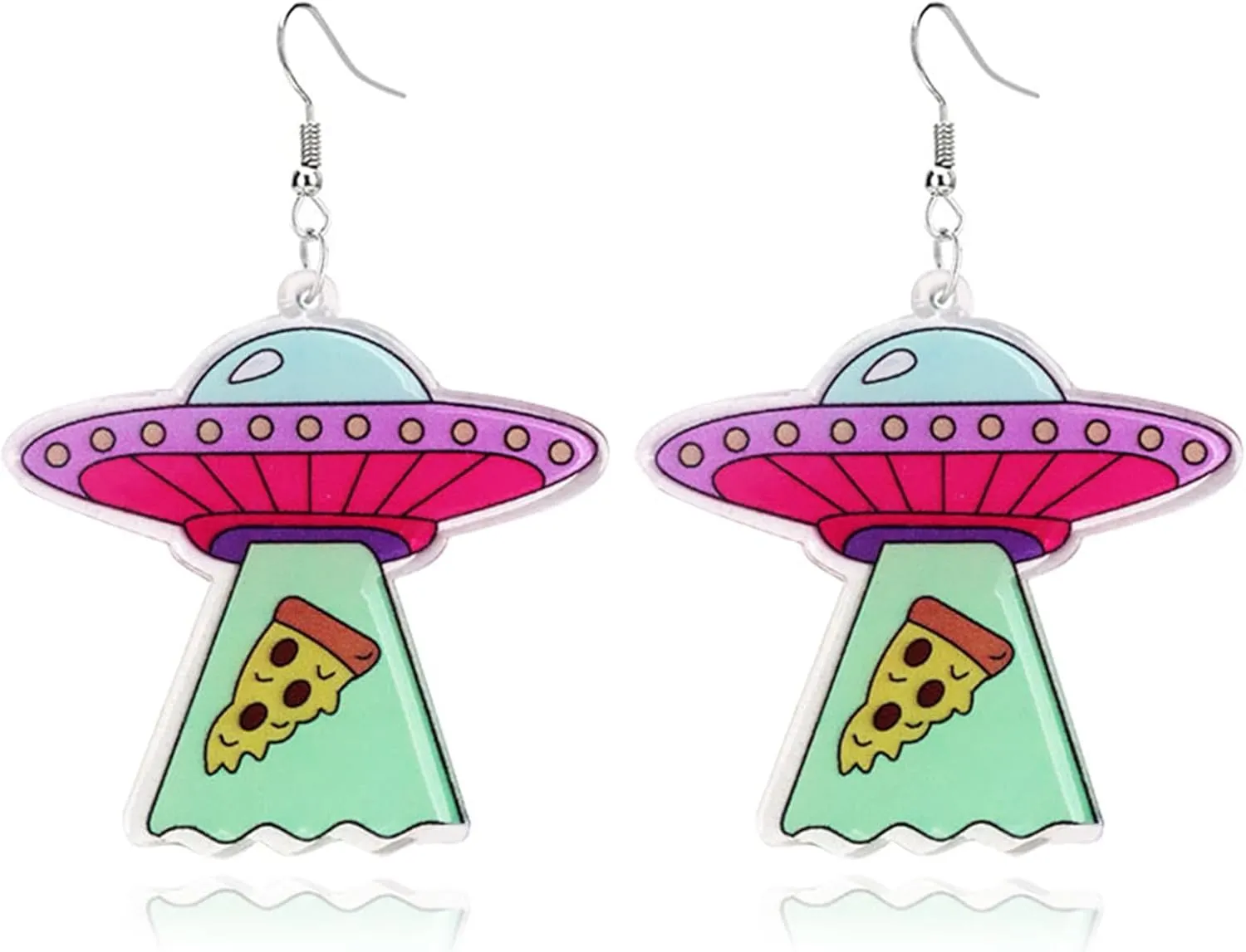 Halloween Acrylic Alien Earrings Funny Cartoon Alien Earrings Cute UFO Space Airship Earrings Novelty Aliens Dangle Earrings for Women Statement Earrings Halloween Party Costume Jewelry