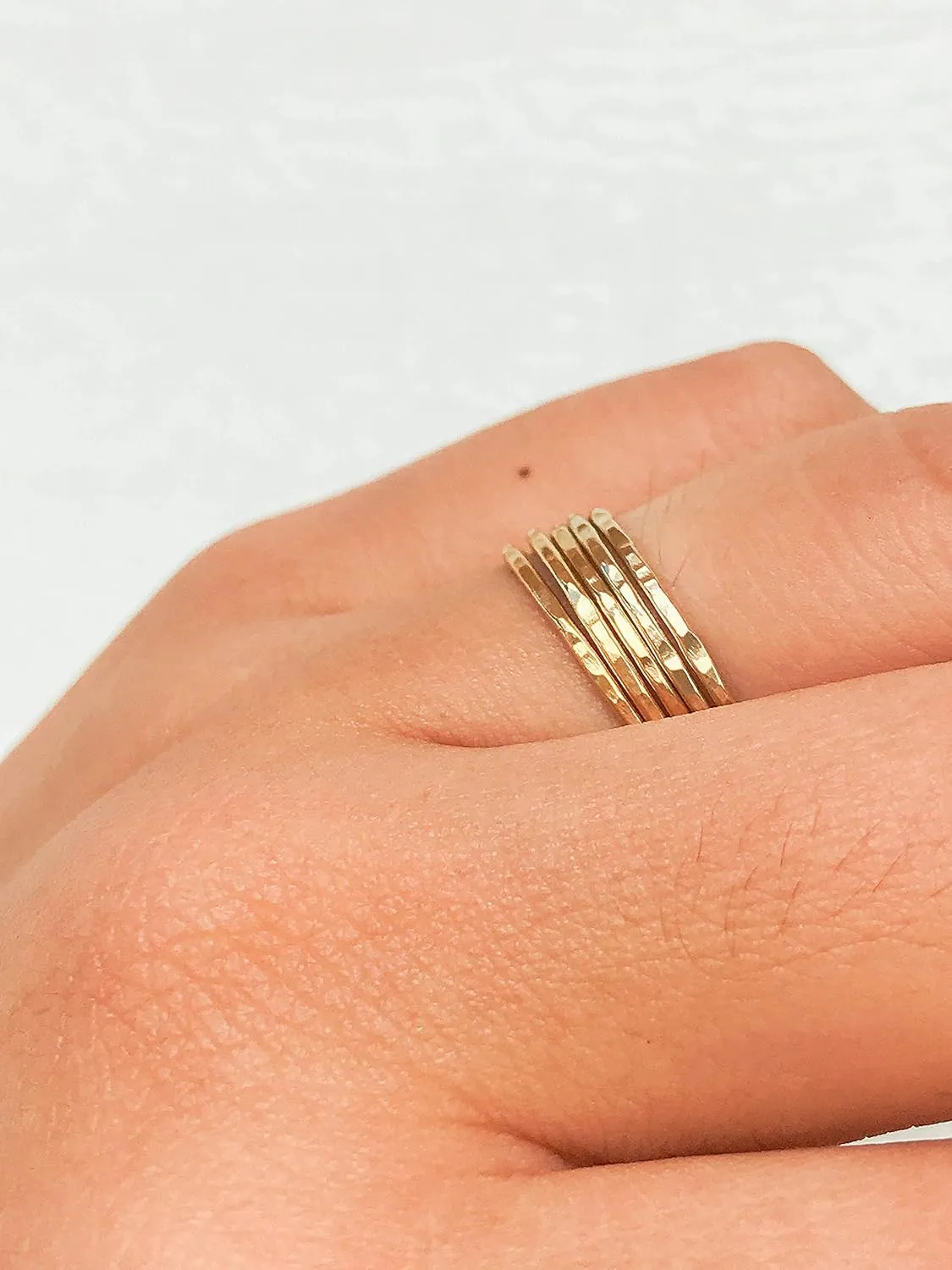 Hammered Gold Ring, Gold Stacking Rings, Minimalist Rings, Skinny Rings for Women (Size 8, Gold Fill)