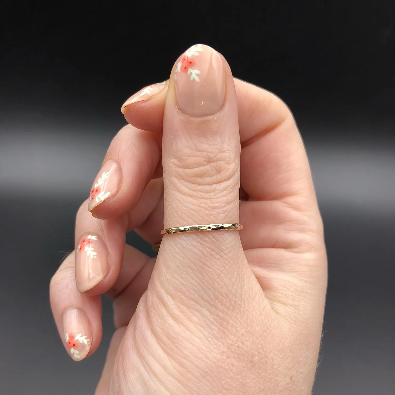 Hammered Gold Ring, Gold Stacking Rings, Minimalist Rings, Skinny Rings for Women (Size 8, Gold Fill)
