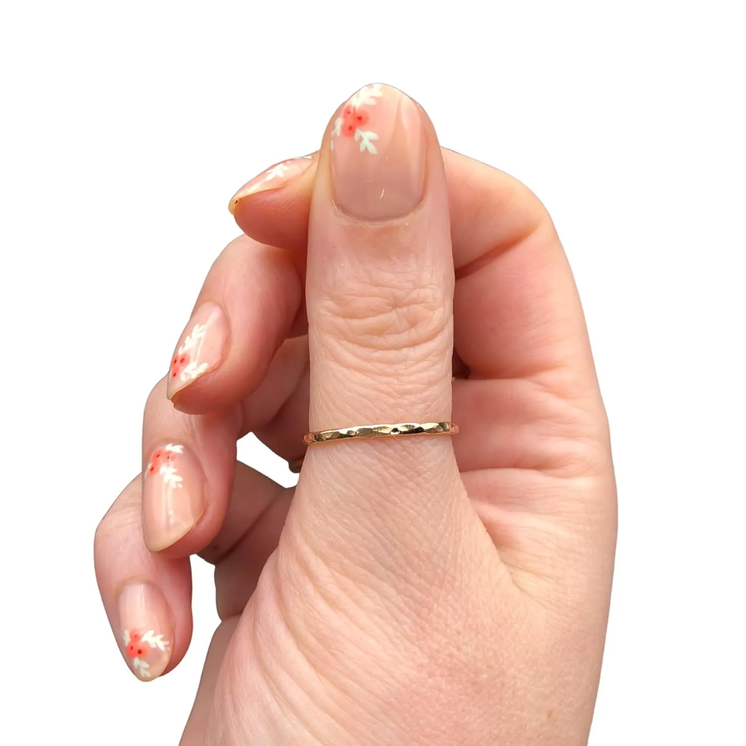 Hammered Gold Ring, Gold Stacking Rings, Minimalist Rings, Skinny Rings for Women (Size 8, Gold Fill)