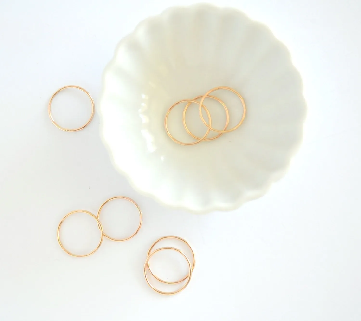 Hammered Gold Ring, Gold Stacking Rings, Minimalist Rings, Skinny Rings for Women (Size 8, Gold Fill)