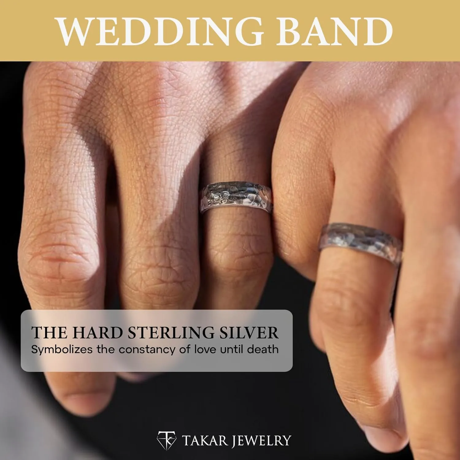Hammered Sterling Silver Rings for Men and Women - 7mm Wide .925 Silver Bands in Small to Large Sizes - Comfortable Bands - Every Day Wear Hammered Band Ring - Christmas Gift Made In USA