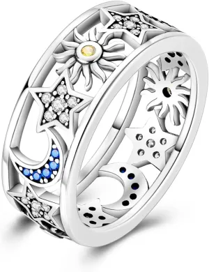 Hapour 925 Sterling Silver Rings for Women Cubic Zirconia Eternity Bands for Women Stackable Vintage Rings Statement Rings