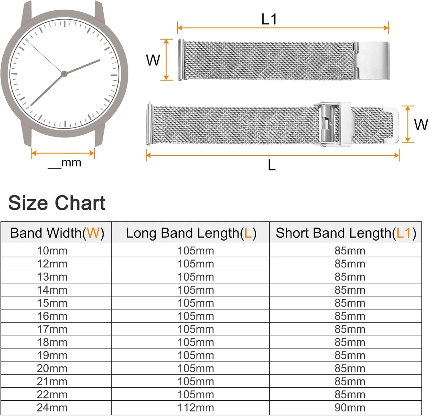 HARFINGTON 316L Stainless Steel Mesh Watch Band Quick Release Adjustable Metal Watch Strap for Men Women
