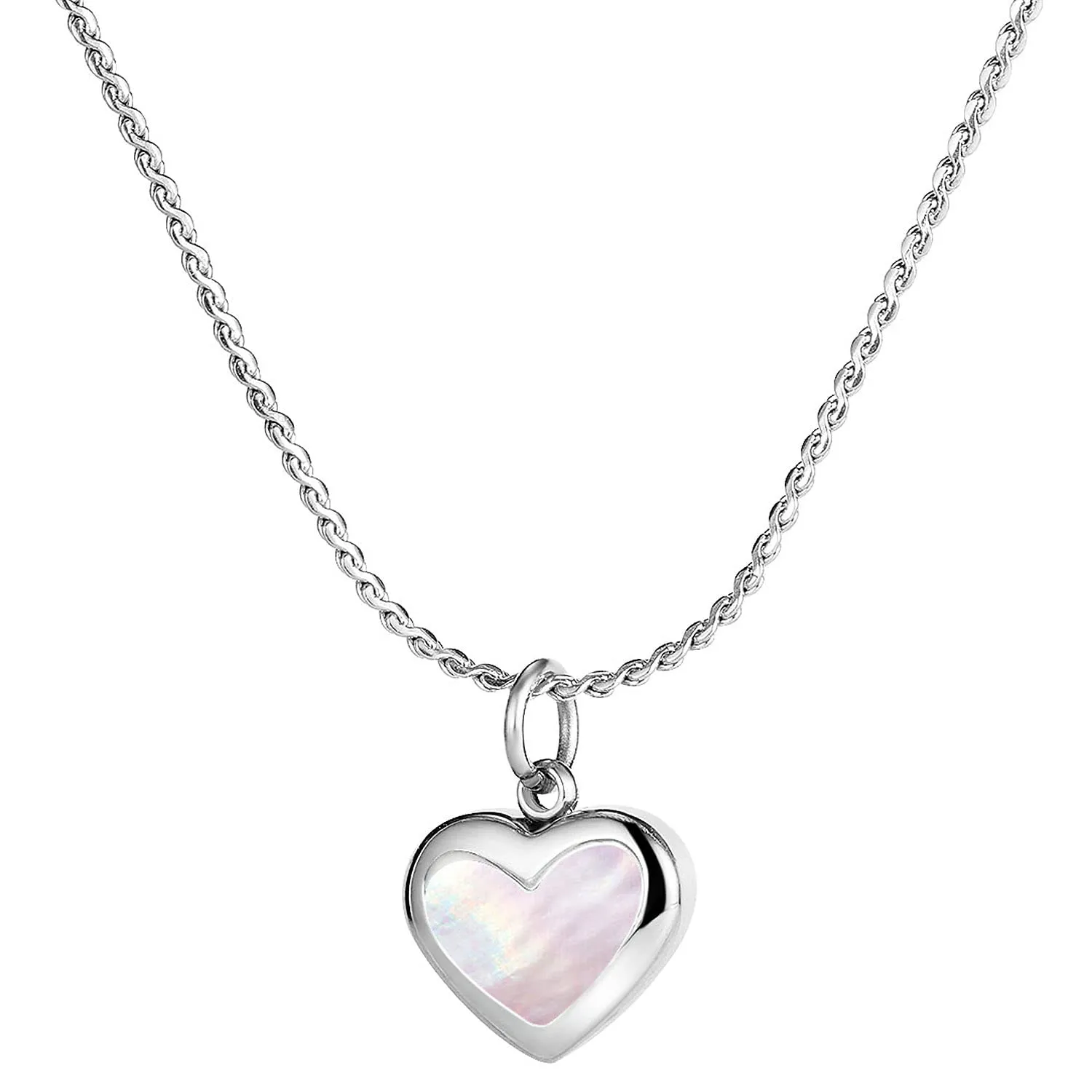 Heart Necklace Teen Girl Gifts - Heart Stainless Steel Necklace Girls Stylish Cute Heart Short Necklaces Girlfriend Gift,Womens Gifts for Christmas,Jewelry Mom Mother Silver