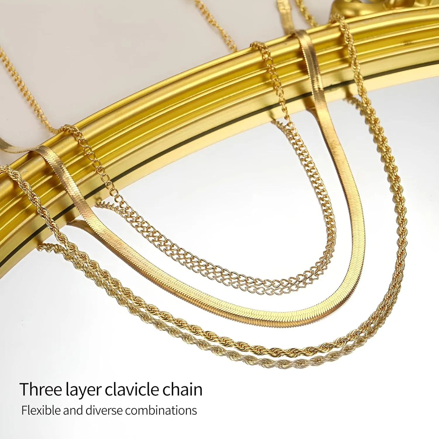 Herringbone Necklace for Women - Dainty Gold Necklace,14k Gold Plated Snake Gold Herringbone Chain Choker Necklaces,Simple Fashio Golds Layered Necklaces,Gold Jewelry Gift for Women