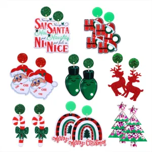 Holiday Earrings Set Christmas Halloween Earrings Acrylic Glow in The Dark Drop Dangle Earrings Light Up Earrings Halloween Xmas Christmas Party Decorations