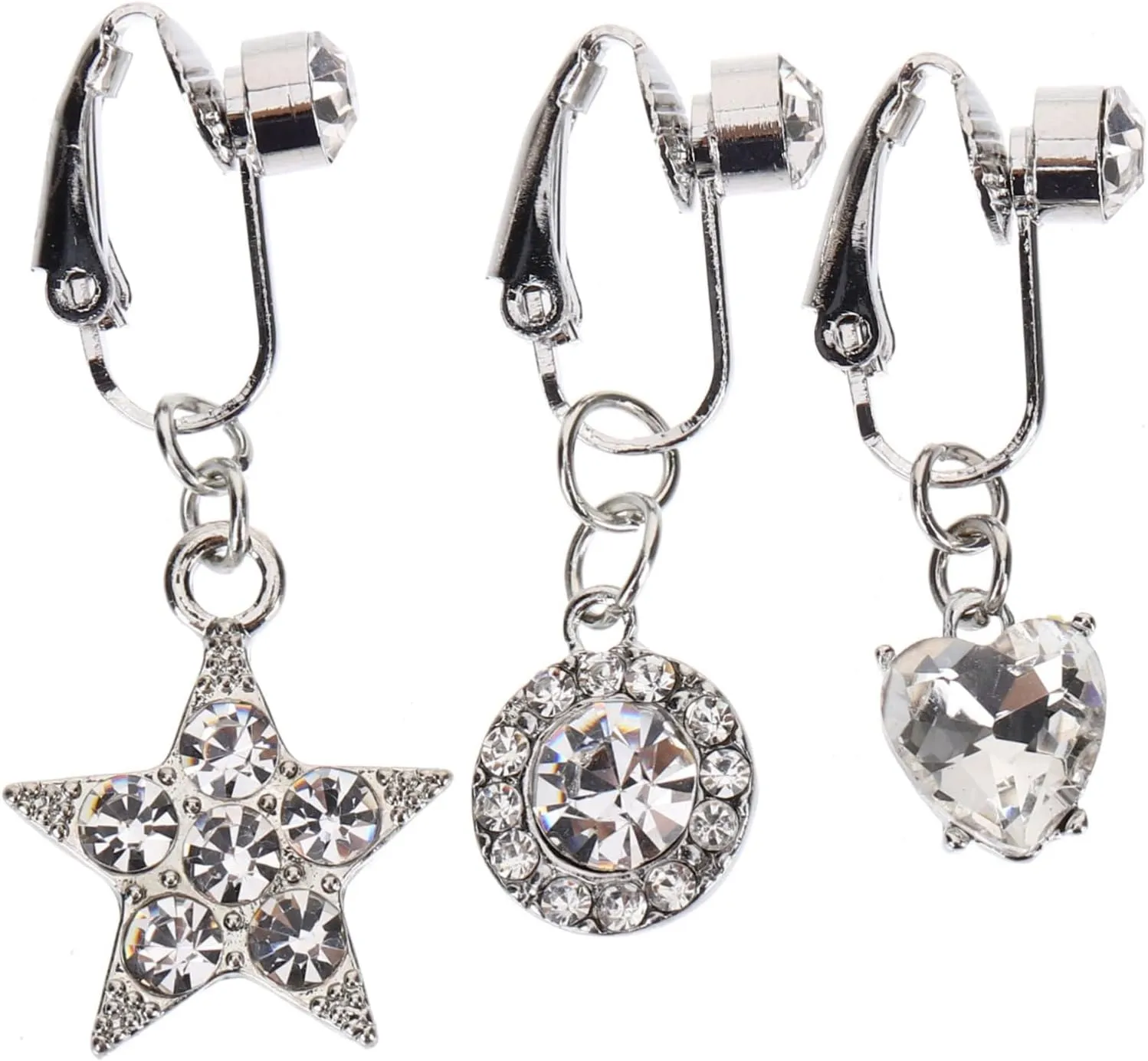 Homoyoyo Comfortable 3pcs Zircon Earrings Belly Button Ring Dangle Navel Rings for Women