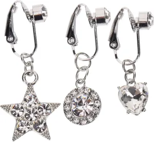 Homoyoyo Comfortable 3pcs Zircon Earrings Belly Button Ring Dangle Navel Rings for Women