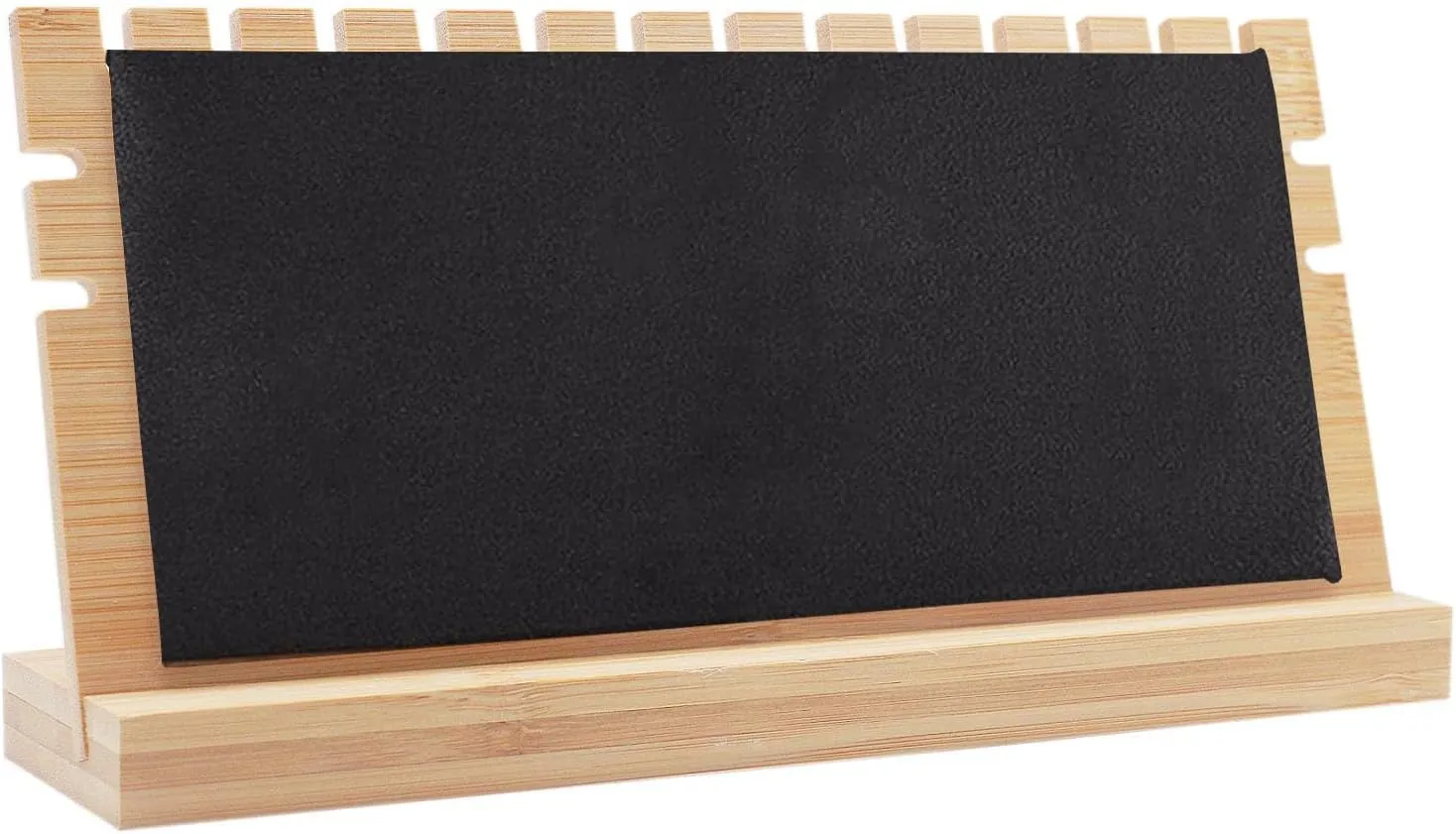 Horizontal Necklace Jewelry Display Stand with Black Leather Soft Mat Bamboo Necklace Pendant Tabletop Display Storage Holder