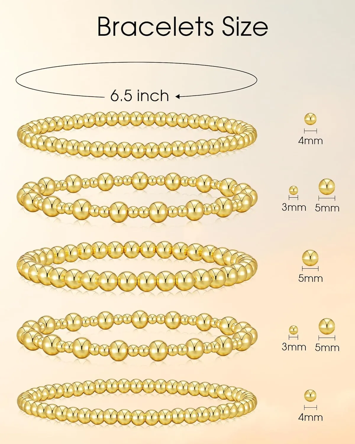 Howoo Bracelets for Women Stretch Beaded Bracelets Stackable Bead Ball Bracelet for Women Trendy Gift