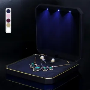 HSLFUAI Large Necklace Box, Necklace Gift Box with Led Light,Jewelry Box for Necklace,Jewelry Gift Box for Wedding, Birthday, Valentine' Day, Mother'S Day, Christmas