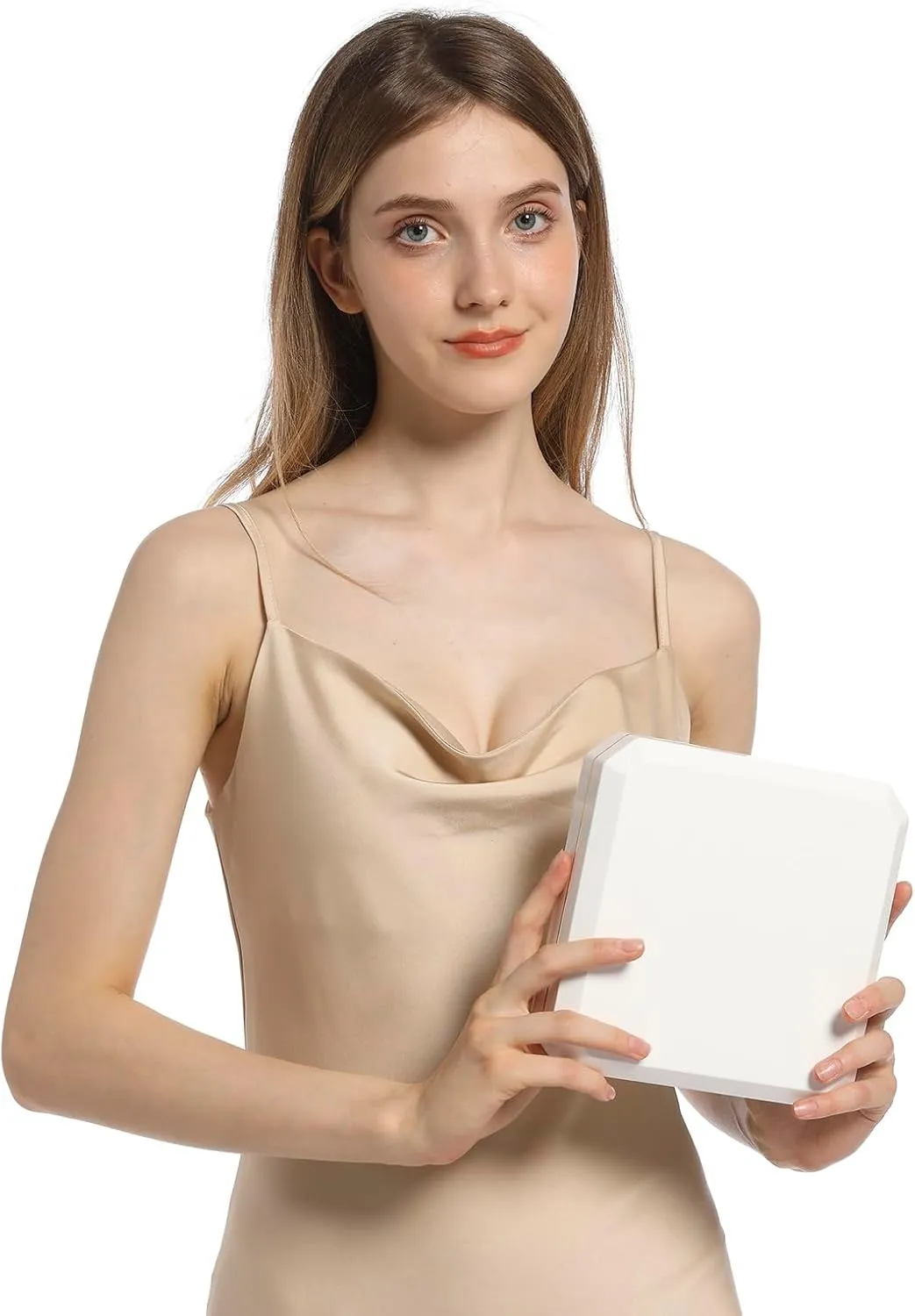 HSLFUAI Necklace Box with Led,Jewelry Box for Necklace, Jewelry Gift Box for Wedding, Birthday, Valentine' Day, Mother'S Day, Christmas,Black Velvet Interior Necklace Box(White)