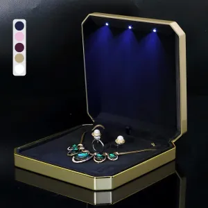 HSLFUAI Necklace Organizer with Led Light,Jewelry Box for Necklace, Necklace Box Gift,Jewelry Gift Box for Wedding, Birthday, Valentine' Day, Mother'S Day, Christmas(Gold)