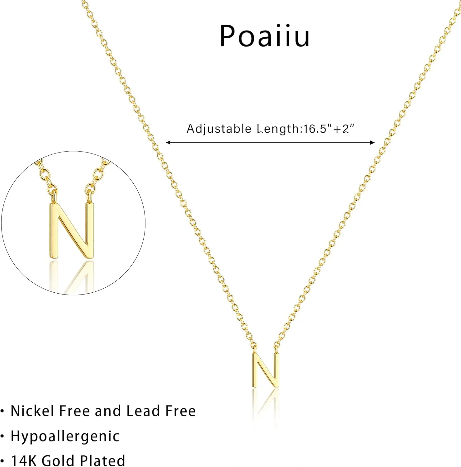 Initial necklace for Women 14k Gold Plated Dainty Letter Necklaces Tiny Cute Initial Pendant Choker Simple Trendy Personalized Letter Name Necklaces Gold Jewelry Gift for Women