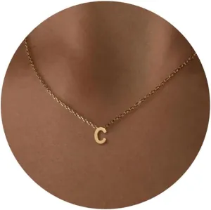 Initial Necklaces for Women, 14k Gold Plated Dainty Gold Letter Necklace Tiny Initial Pendant Necklace Cute Letter Name Choker Necklaces for Women Simple Gold Jewelry for Women Gifts