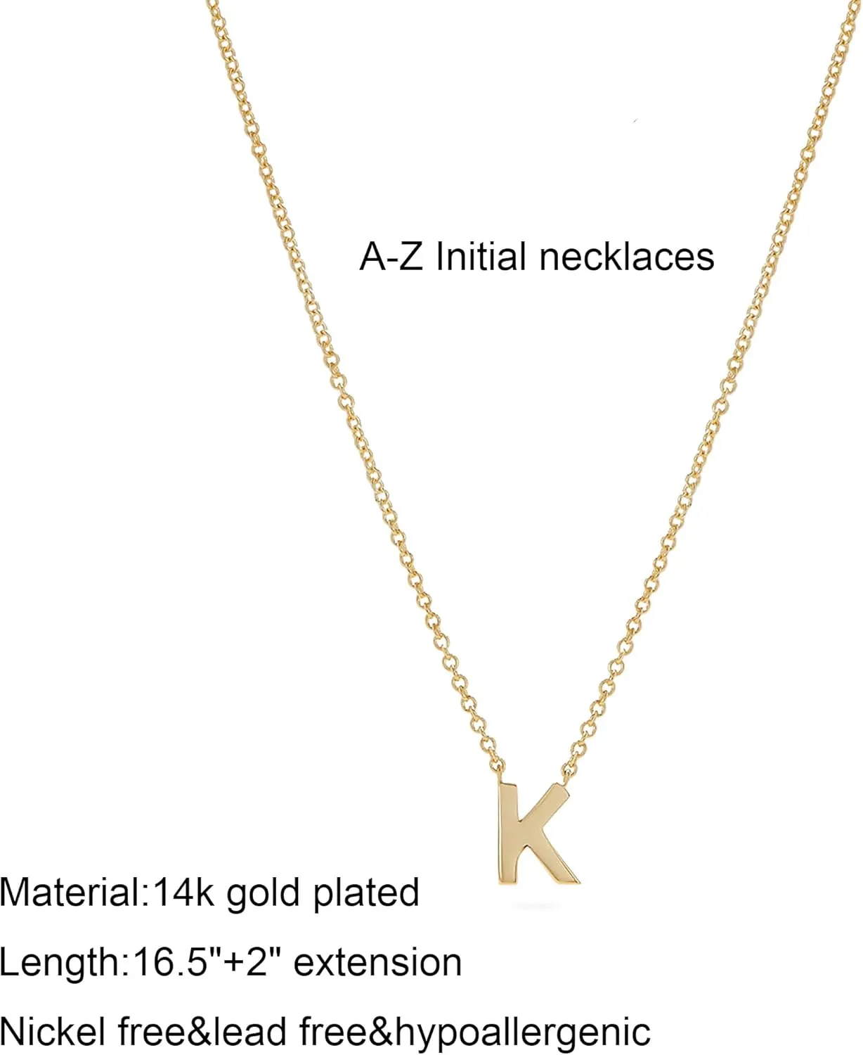 Initial Necklaces for Women, 14k Gold Plated Dainty Gold Letter Necklace Tiny Initial Pendant Necklace Cute Letter Name Choker Necklaces for Women Simple Gold Jewelry for Women Gifts
