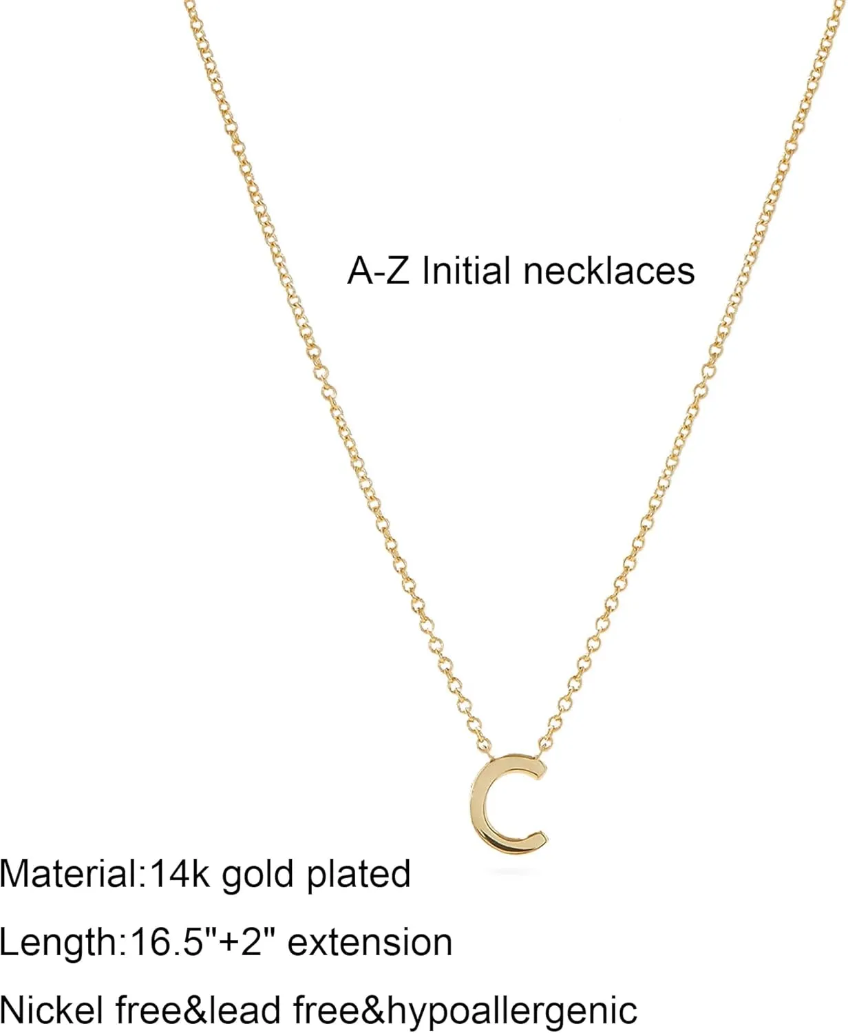 Initial Necklaces for Women, 14k Gold Plated Dainty Gold Letter Necklace Tiny Initial Pendant Necklace Cute Letter Name Choker Necklaces for Women Simple Gold Jewelry for Women Gifts