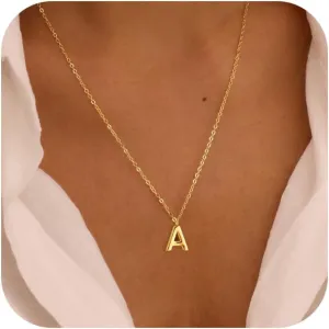 Initial Necklaces for Women, Dainty 14k Gold Plated Letter Necklace Cute A-Z Pendant Name Necklace Fashion Accessories Choker Necklaces for Women Trendy Jewelry Gifts