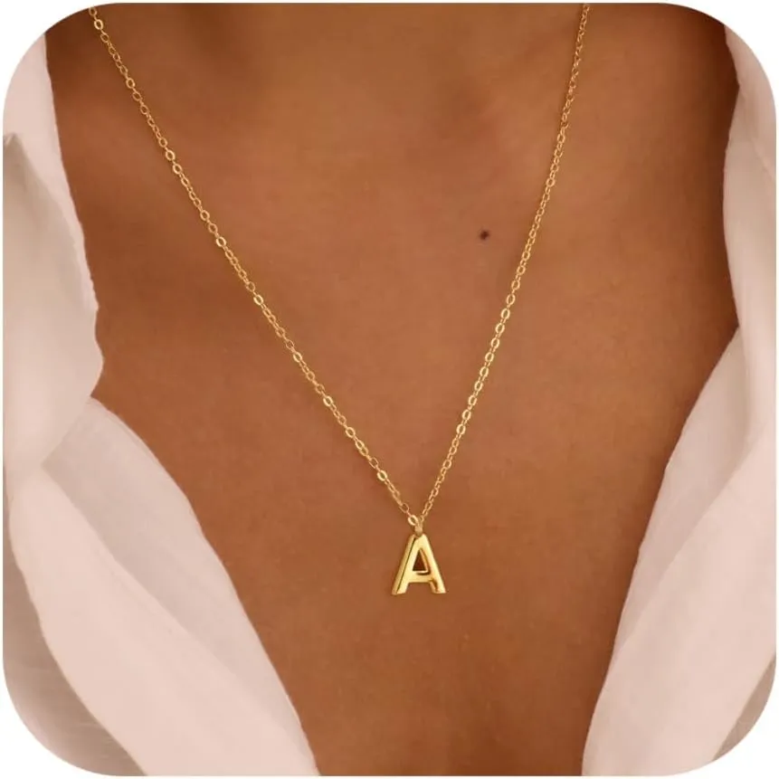 Initial Necklaces for Women, Dainty 14k Gold Plated Letter Necklace Cute A-Z Pendant Name Necklace Fashion Accessories Choker Necklaces for Women Trendy Jewelry Gifts