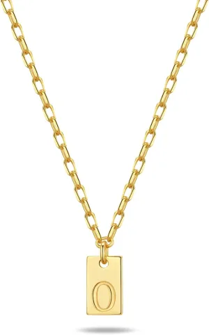Initial Necklaces for Women Gold Dainty Letter Necklace Initial Tag Pendant Charm Necklace Trendy Gold Jewelry