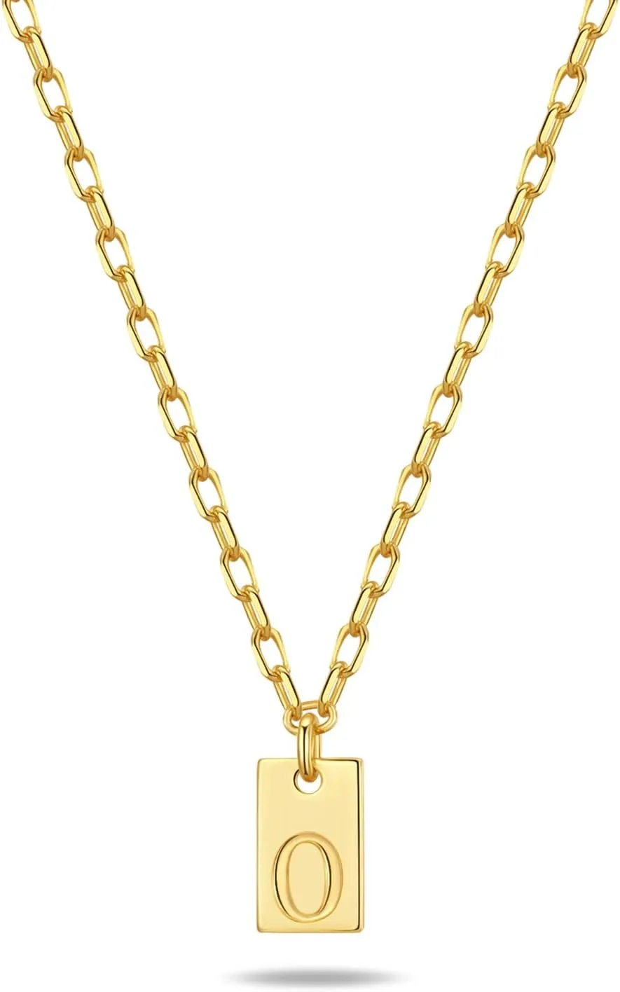 Initial Necklaces for Women Gold Dainty Letter Necklace Initial Tag Pendant Charm Necklace Trendy Gold Jewelry