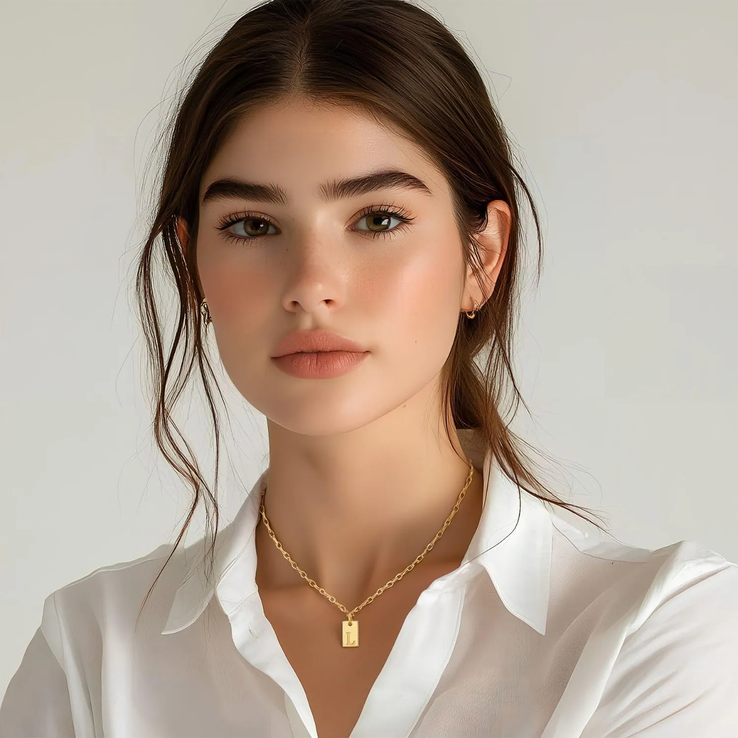 Initial Necklaces for Women Gold Dainty Letter Necklace Initial Tag Pendant Charm Necklace Trendy Gold Jewelry