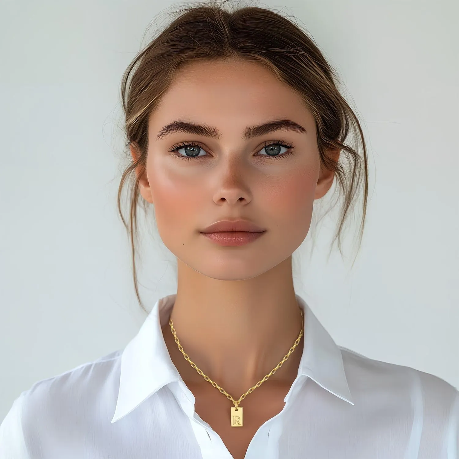 Initial Necklaces for Women Gold Dainty Letter Necklace Initial Tag Pendant Charm Necklace Trendy Gold Jewelry