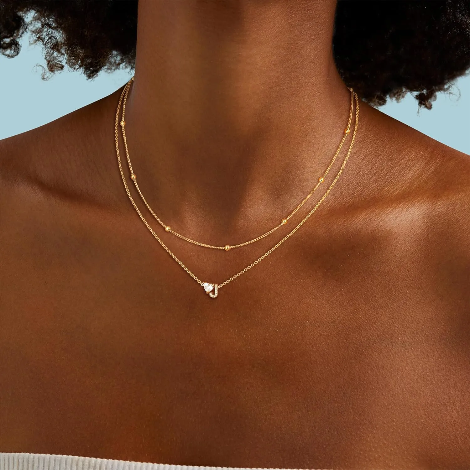 Initial Necklaces for Women, Layered 14K Gold Plated Letter A-Z Necklace Heart Pendant Cubic Zirconia Choker Necklaces for Women Trendy Monogram Name Necklace Personalized Jewelry for Women