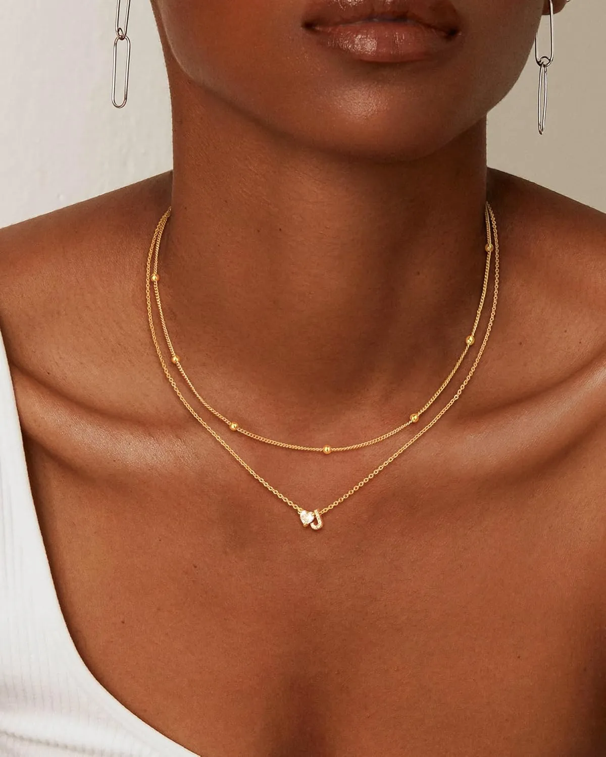 Initial Necklaces for Women, Layered 14K Gold Plated Letter A-Z Necklace Heart Pendant Cubic Zirconia Choker Necklaces for Women Trendy Monogram Name Necklace Personalized Jewelry for Women