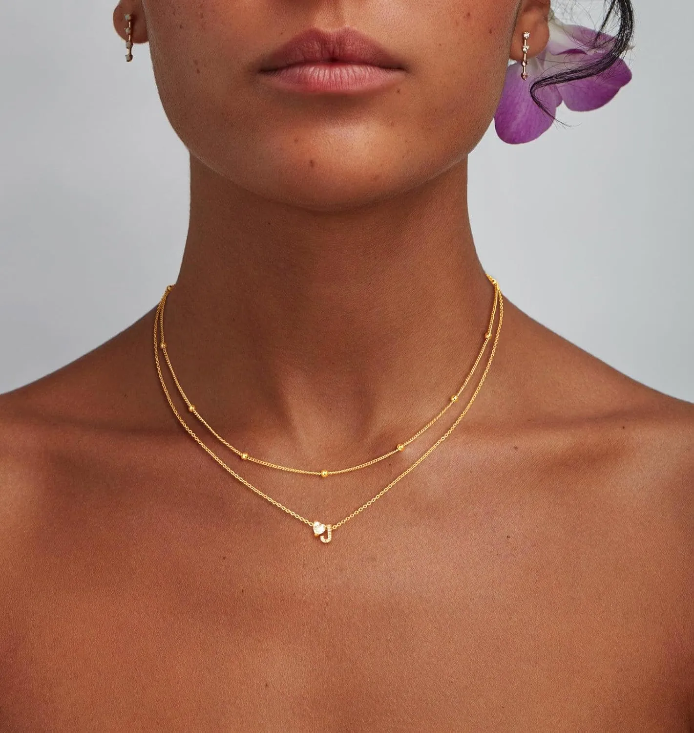 Initial Necklaces for Women, Layered 14K Gold Plated Letter A-Z Necklace Heart Pendant Cubic Zirconia Choker Necklaces for Women Trendy Monogram Name Necklace Personalized Jewelry for Women