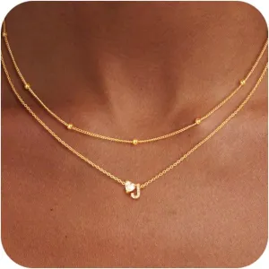 Initial Necklaces for Women, Layered 14K Gold Plated Letter A-Z Necklace Heart Pendant Cubic Zirconia Choker Necklaces for Women Trendy Monogram Name Necklace Personalized Jewelry for Women